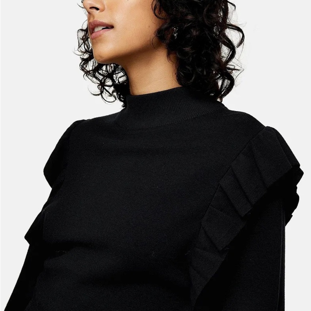 Black Topshop Ruffled Sweater - Picture 3 of 5